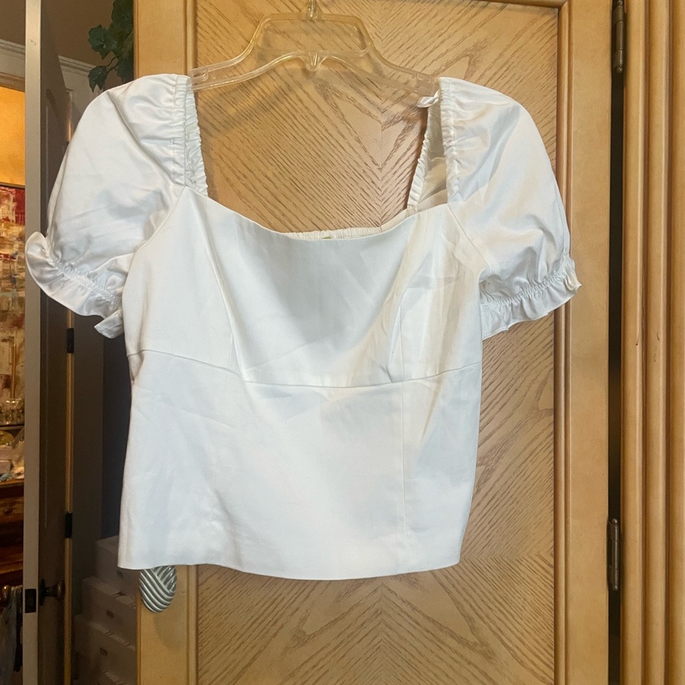 Gianni Bini White Puff Sleeve Blouse size large